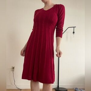 Nine West Red Long Sleeve Dress